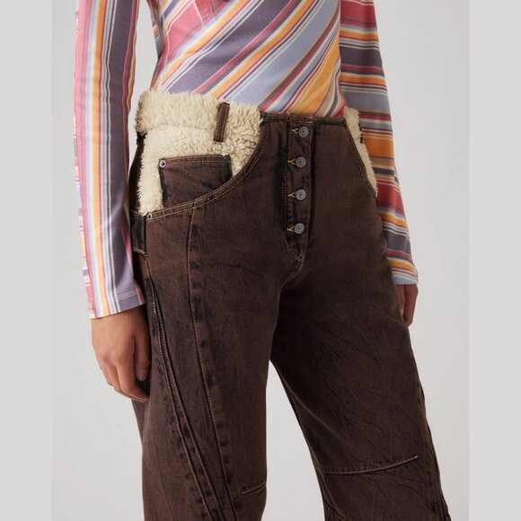 LEVI'S x KIKO KOSTADINOV Brown 'Paneled' Jeans - Picture 3 of 10